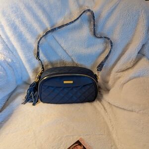 Elegant Blue Quilted Crossbody Bag